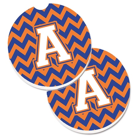Carolines Treasures Letter A Chevron Blue and Orange No.3  Cup Holder Car Coaster, PK2 CJ1060-ACARC